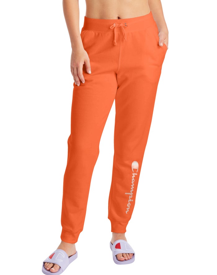 Champion Powerblend Fleece Script Logo Joggingbroek Dames - Oranje - Belgie 3456XYFMZ